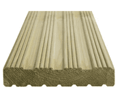 27 x 144 Grooved and Reeded Treated Reversible Decking 4.8m