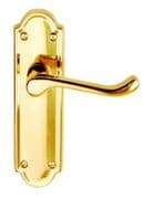 Brass Classic Lever Latch Furniture on Long Plate