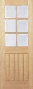 LPD OAK MEXICANO 6 LIGHT CLEAR/BEVELLED GLASS PRE-FINISHED Door