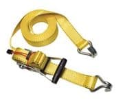 Ratchet Tie Down with J Hook, 8,25M, Yellow 50mm, LC 2250Kg