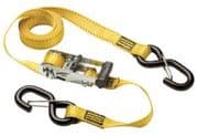 Ratchet Tie Down with S Hooks 3m, yellow 2 pack 25mm, LC400Kg,