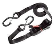 Ratchet tie Down with S Hooks, 5M, Black 25mm, LC 400Kg, clamshell
