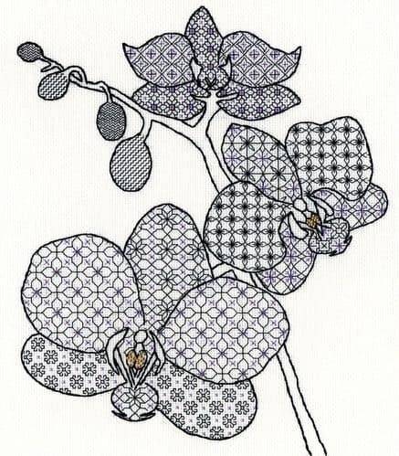 Bothy Threads Blackwork Orchid cross stitch kit