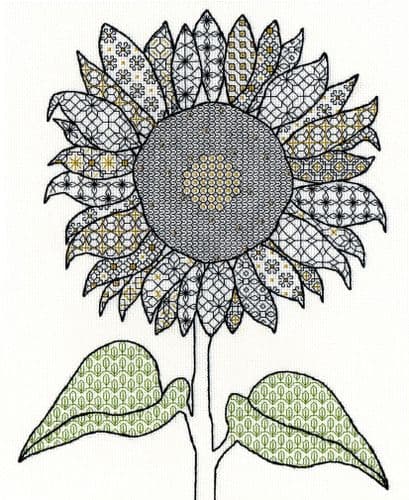 Bothy Threads Blackwork Sunflower cross stitch kit