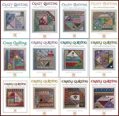 Carolyn Manning Designs 12 Months Crazy Cross Stitch Quilt Blocks printed cross stitch charts