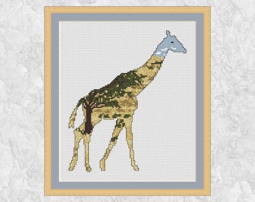 Climbing Goat Designs Grasslands Giraffe printed cross stitch chart