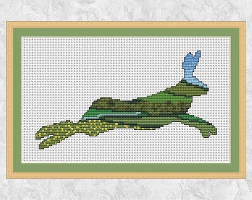 Climbing Goat Designs Meadow Hare printed cross stitch chart