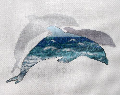 Climbing Goat Designs Ocean Dolphins printed cross stitch chart