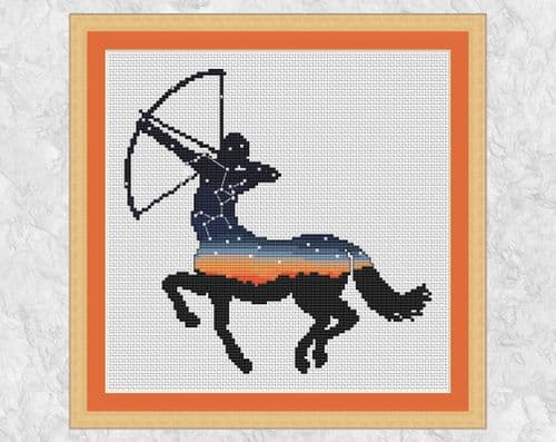 Climbing Goat Designs Sagittarius Centaur Zodiac printed cross stitch chart