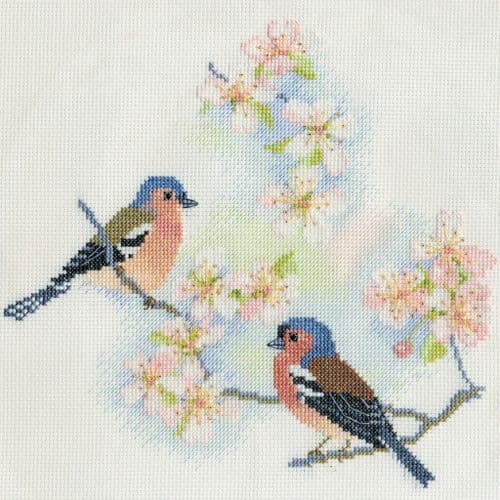 Derwentwater Designs Chaffinches & Blossoms cross stitch kit