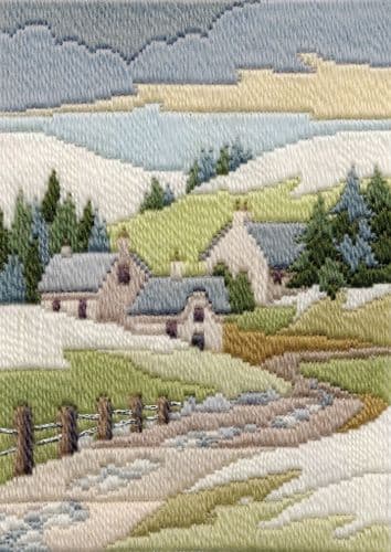 Derwentwater Designs Cottages Winter long stitch kit