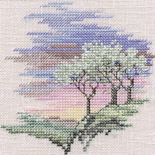 Derwentwater Designs Frosty Trees (linen) cross stitch kit