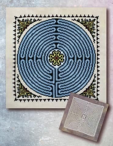 Ink Circles Chartres Labyrinth printed cross stitch chart