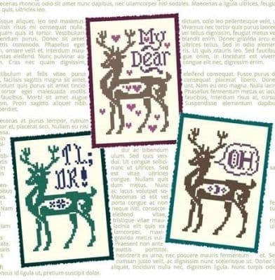 Ink Circles Deer Me printed cross stitch chart