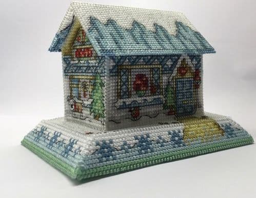 Lakeside Needlecraft 3D Winter Cottage Design printed cross stitch chart & kit options