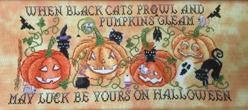 Lakeside Needlecraft Black Cats Halloween PDF cross stitch chart & kit options