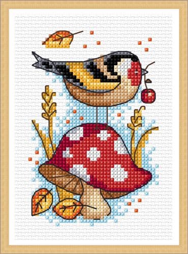 Lakeside Needlecraft Seasonal Birds - Autumn Goldfinch cross stitch chart