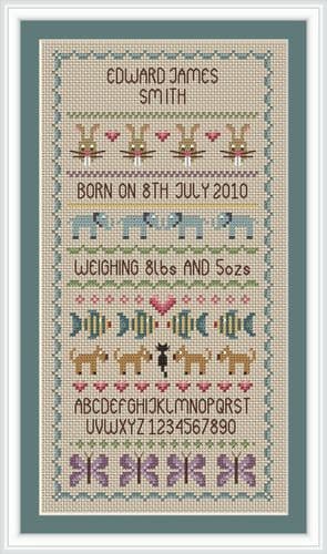Little Dove Designs Baby Boy Birth Record printed cross stitch chart