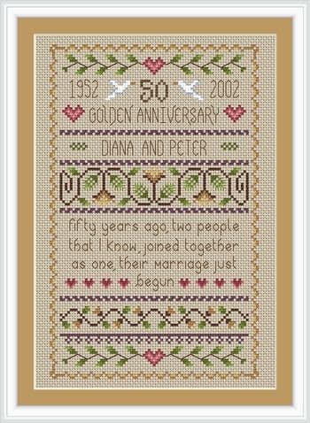Little Dove Designs Golden Wedding printed cross stitch chart