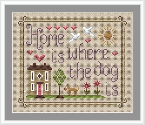 Little Dove Designs Home is Where the Dog Is printed cross stitch chart