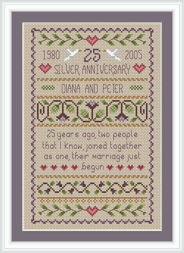 Little Dove Designs Silver Wedding printed cross stitch chart
