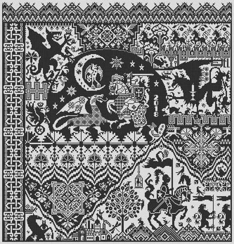 Long Dog Samplers The Templar Prophecy printed cross stitch chart - LD101