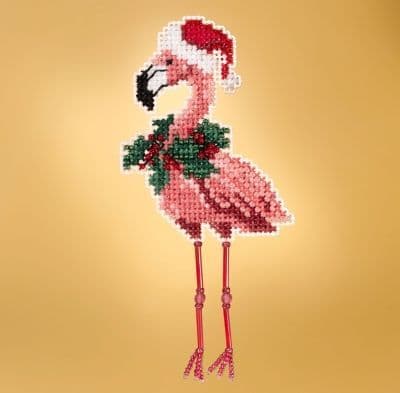 Mill Hill Holiday Flamingo beaded cross stitch kit