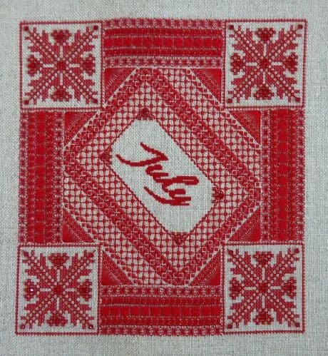 Northern Expressions Needlework Ruby July Birthstone series printed cross stitch chart