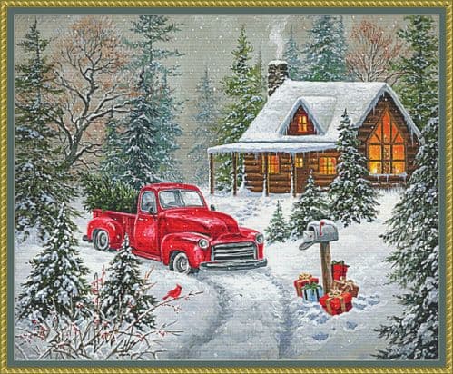 The Cross Stitch Studio The Christmas Tree Cabin printed cross stitch chart