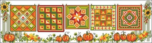 Ursula Michael Row of Autumn Quilts chart cross stitch chart