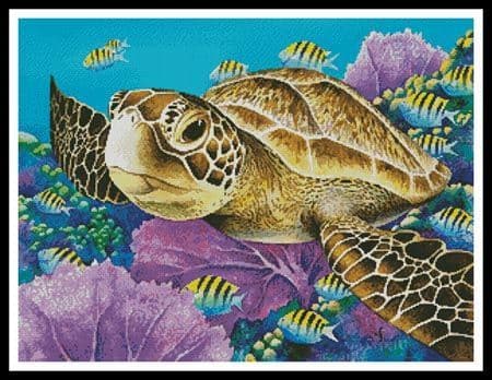 Young Green Sea Turtle by Artecy printed cross stitch chart