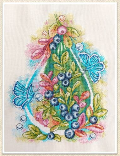 Blueberry and Butterfly cross stitch chart by Artmishka Cross Stitch
