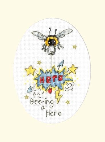 Bothy Threads Bee-ing A Hero card cross stitch kit