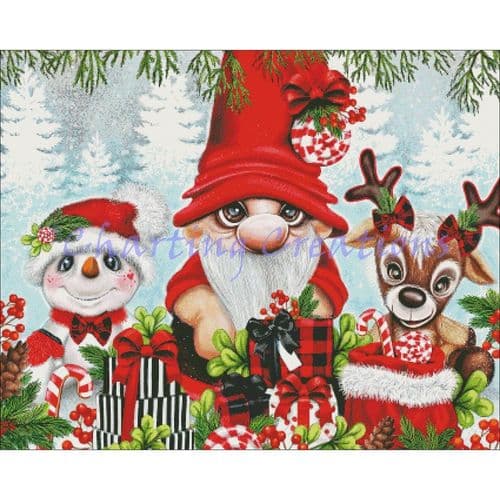 Charting Creations Christmas Gnome and Friends printed cross stitch chart