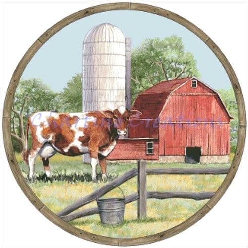 Charting Creations Cow Tin Lid printed cross stitch chart