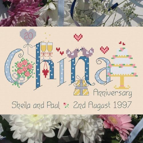 China Anniversary printed cross stitch chart by Nia Cross Stitch