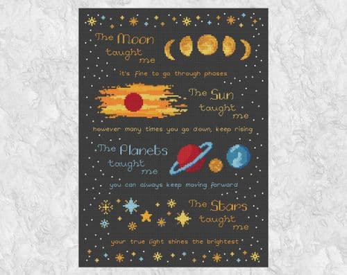 Climbing Goat Designs The Moon Taught Me printed cross stitch chart