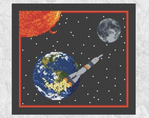 Climbing Goat Designs To the Moon printed cross stitch chart