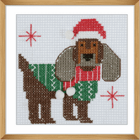 Festive Beagle cross stitch kit