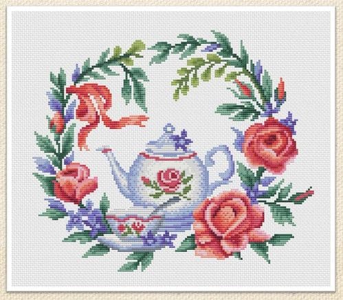 Flower Tea (no backstitch) cross stitch chart by Artmishka Cross Stitch