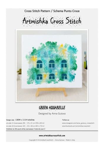 Green Aquarelle cross stitch chart by Artmishka Cross Stitch
