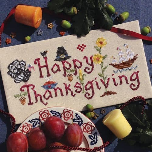 Happily Thanksgiving printed cross stitch chart by Nia Cross Stitch