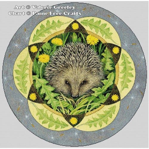 Hedgehog Mandala by Paine Free Crafts printed cross stitch chart