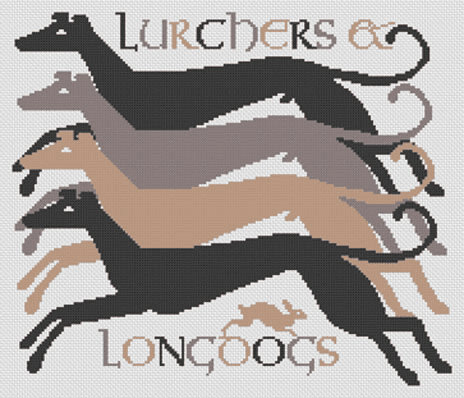 Long Dog Samplers Lurchers & Longdogs printed cross stitch chart - LD116