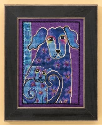 Mill Hill Bloomingtails (linen) - Dogs Collection by Laurel Burch beaded cross stitch kit