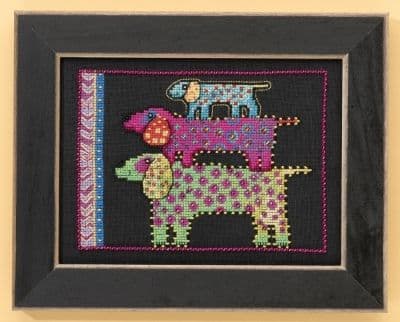 Mill Hill Dog Pyramid (linen) - Dogs Collection by Laurel Burch beaded cross stitch kit