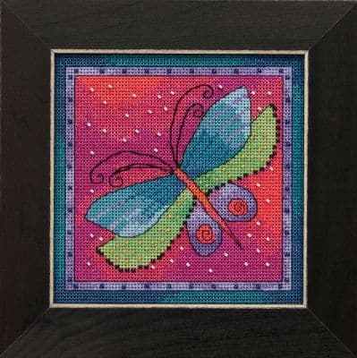 Mill Hill Dragonfly Fuchsia - Flying Colors by Laurel Burch beaded cross stitch kit