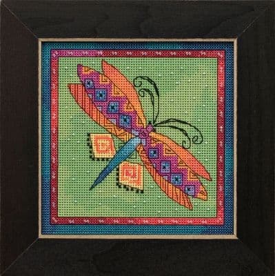 Mill Hill Dragonfly Lime - Flying Colors by Laurel Burch beaded cross stitch kit