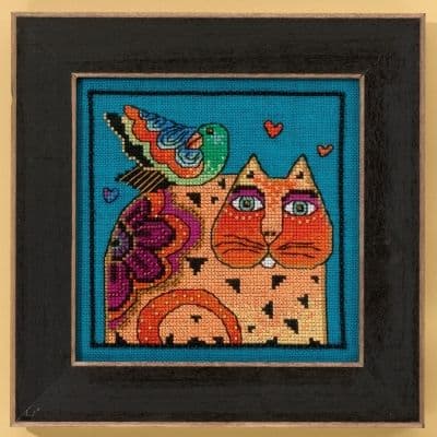 Mill Hill Feathered Friend (linen) - Cats Collection by Laurel Burch beaded cross stitch kit