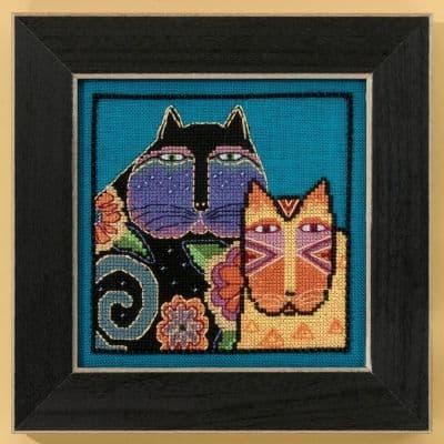 Mill Hill Feline Friends (linen) - Cats Collection by Laurel Burch beaded cross stitch kit